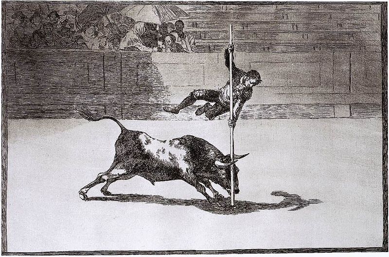 French bull-leaping. Painting by Francisco Goya